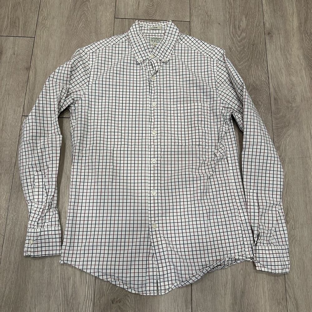 J. Crew Men's Secret Wash Grid Pattern Shirt